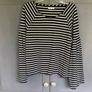Madewell Black and White Striped Long Sleeve Top large